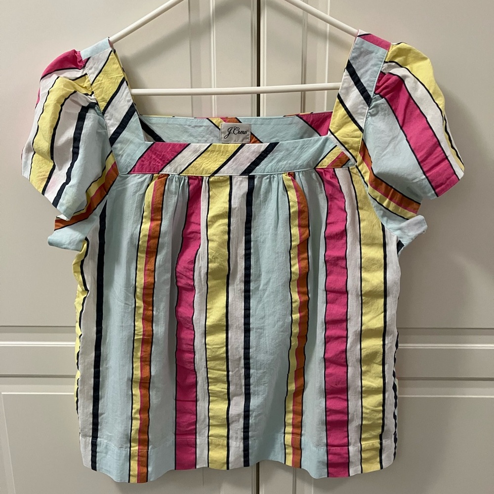 J. Crew colorful striped 100% cotton top. NWOT.